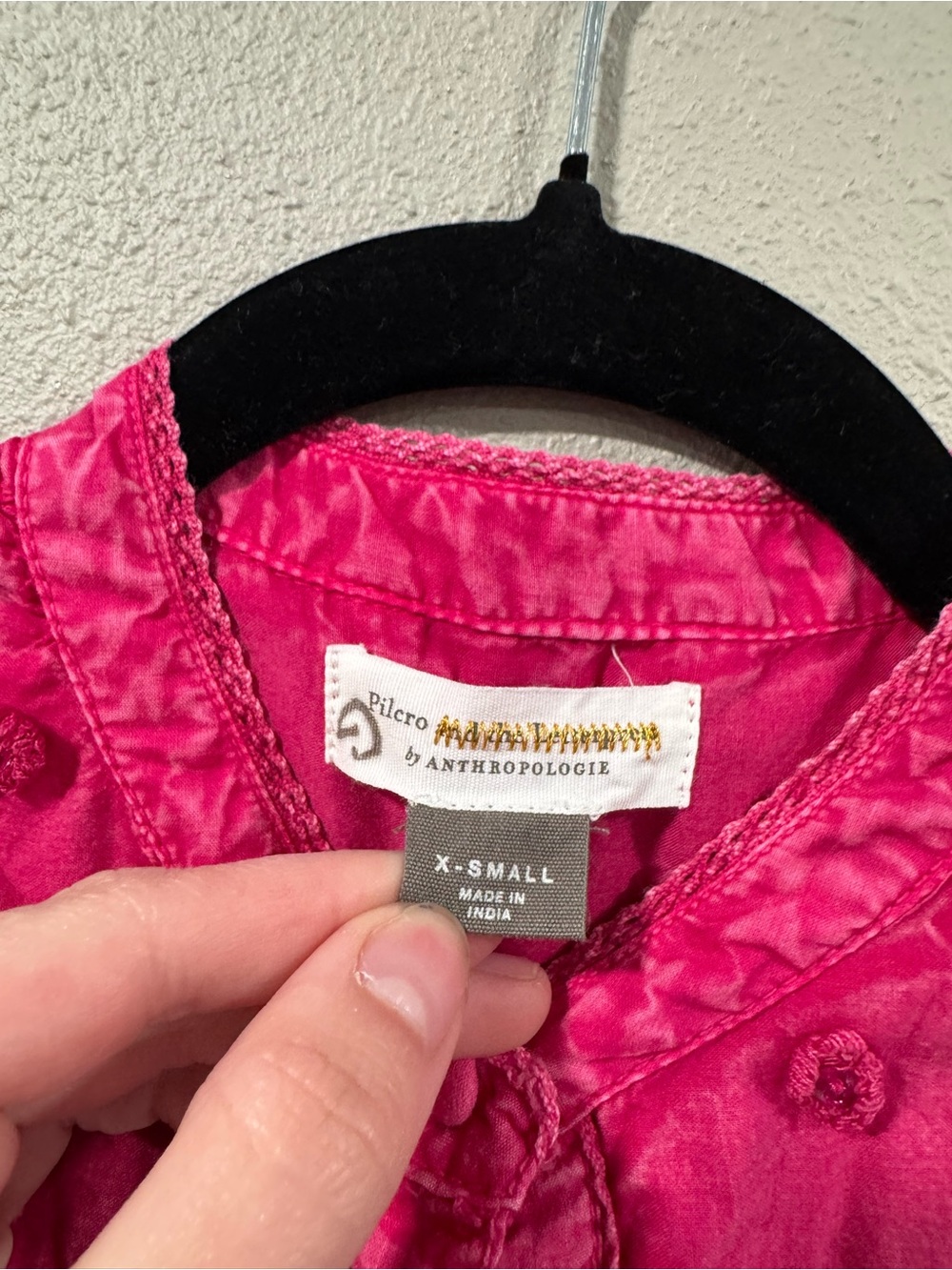 Pilcro Adria Textured Buttondown Top Hot Pink - Picture 4 of 7